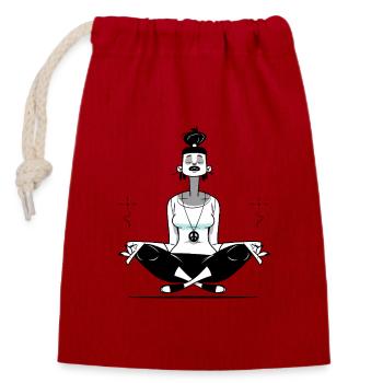 Meditate - Closable cotton gift bag (14x20cm) - red - Front