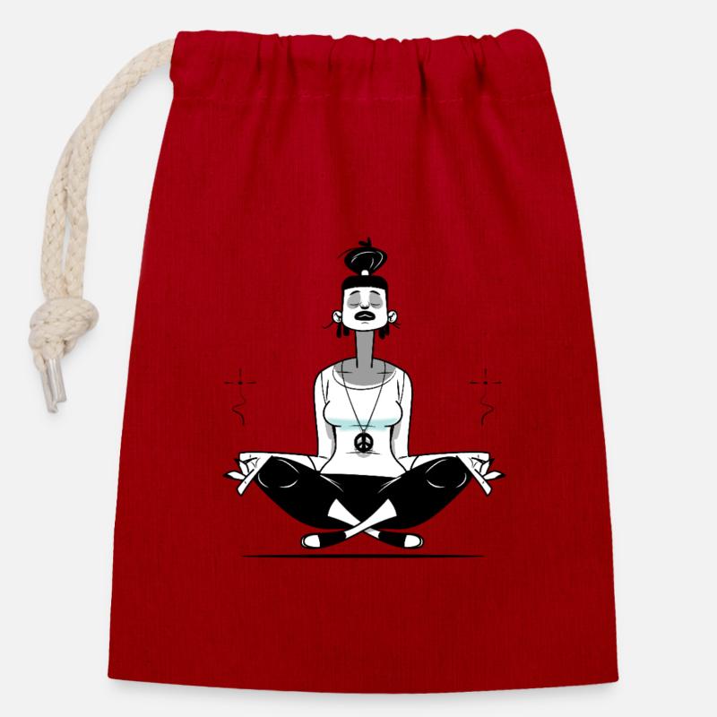 Meditate - Closable cotton gift bag (14x20cm) - red