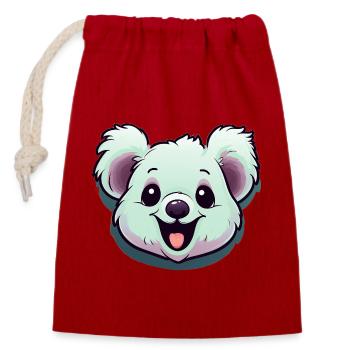 Laughing koala - Closable cotton gift bag (14x20cm) - red - Front