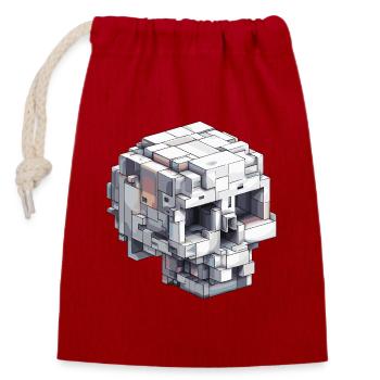Conception de crâne en bloc - Look d’art numérique - Sac cadeau en coton avec cordon (14 x 20 cm) - rouge - Devant