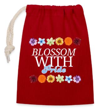 Blossom with Pride  - Verschließbarer Geschenkbeutel aus Baumwolle (14x20cm) - Rot - Vorne