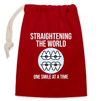 One Smile At A Time Orthodontic Professional  - Closable cotton gift bag (14x20cm) - red - Front