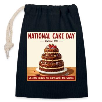 Journée nationale du gâteau – Gâteau au chocolat des fêtes - Sac cadeau en coton avec cordon (14 x 20 cm) - bleu marine - Devant