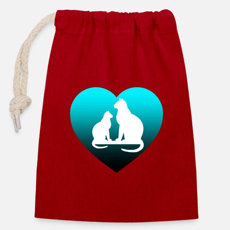 feline - Closable cotton gift bag (14x20cm) - red