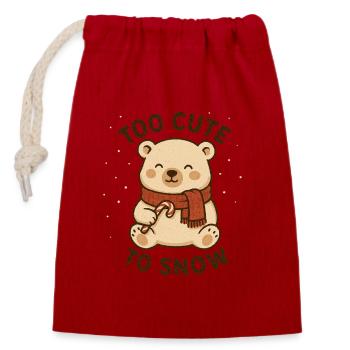 Cute Polar Bear – Too Cute to Snow - Closable cotton gift bag (14x20cm) - red - Front