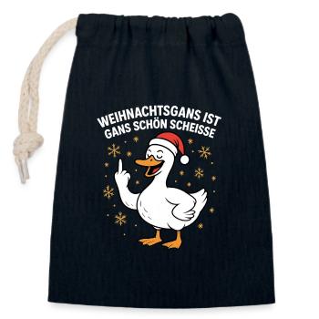 Weihnachtsgans ist Gans schön scheisse - Verschließbarer Geschenkbeutel aus Baumwolle (14x20cm) - Navy - Vorne