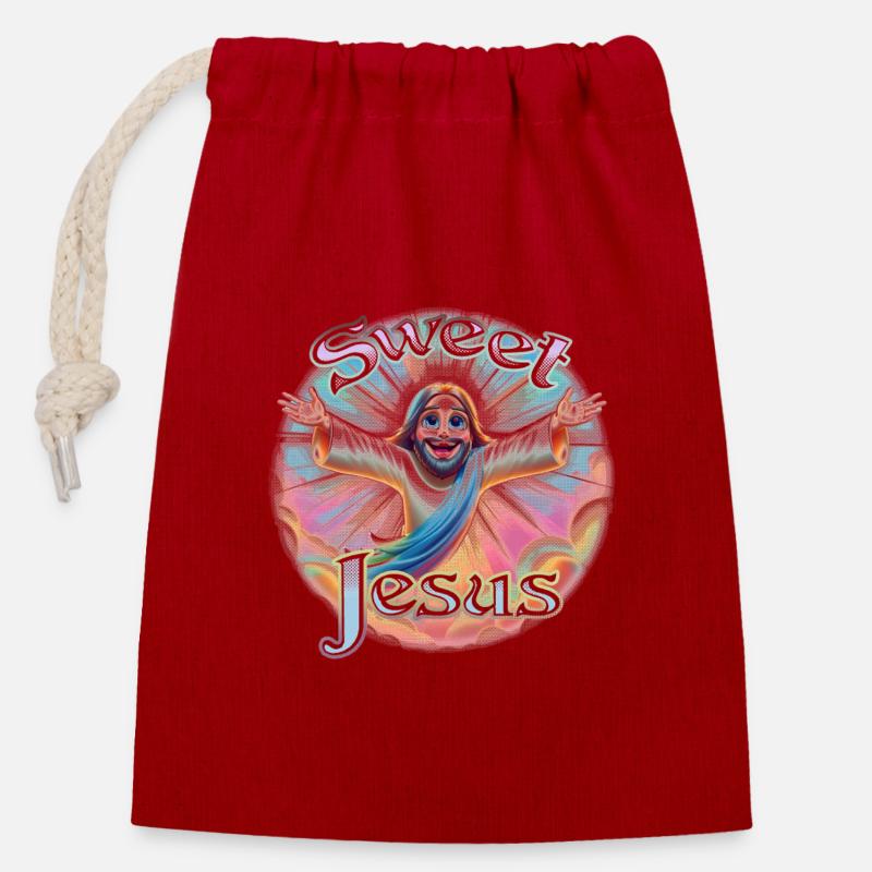Süßer Jesus - Verschließbarer Geschenkbeutel aus Baumwolle (14x20cm) - Rot