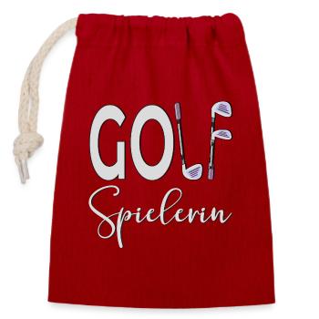 GOLFSPIELERIN GOLFSPIELEN - Verschließbarer Geschenkbeutel aus Baumwolle (14x20cm) - Rot - Vorne