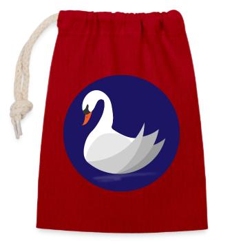 Schwan - Verschließbarer Geschenkbeutel aus Baumwolle (14x20cm) - Rot - Vorne