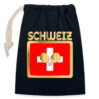 Tennis de table suisse - Sac cadeau en coton avec cordon (14 x 20 cm) - bleu marine - Devant