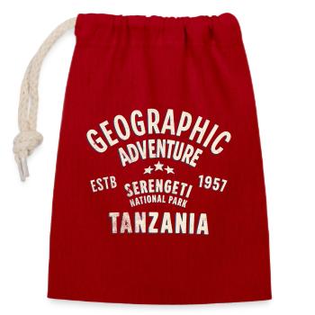 Vintage Tanzania Geographical Adventure - Closable cotton gift bag (14x20cm) - red - Front