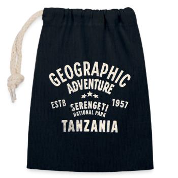 Vintage Tanzania Geographical Adventure - Closable cotton gift bag (14x20cm) - navy - Front