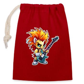 Flammen-Gitarrenkämpfer - Verschließbarer Geschenkbeutel aus Baumwolle (14x20cm) - Rot - Vorne