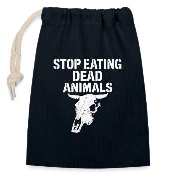 Arrêtez de manger des animaux morts - Sac cadeau en coton avec cordon (14 x 20 cm) - bleu marine - Devant