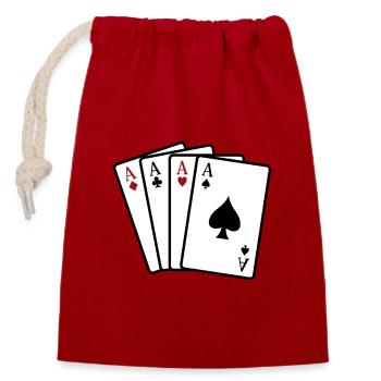 As à jouer aux cartes - Sac cadeau en coton avec cordon (14 x 20 cm) - rouge - Devant
