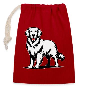 Golden Retriever in a Proud Pose - Closable cotton gift bag (14x20cm) - red - Front