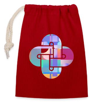 Croix de Nuage en Mosaïque - Sac cadeau en coton avec cordon (14 x 20 cm) - rouge - Devant