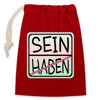 ACHTSAMKEIT HABEN SEIN - Verschließbarer Geschenkbeutel aus Baumwolle (14x20cm) - Rot - Vorne