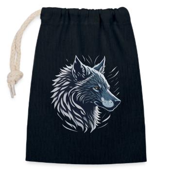 Blue Wolf - Verschließbarer Geschenkbeutel aus Baumwolle (14x20cm) - Navy - Vorne
