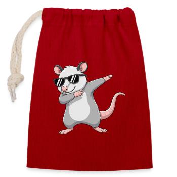 Cool Dabbing Opossum Sonnenbrille Cartoon-Kunst - Verschließbarer Geschenkbeutel aus Baumwolle (14x20cm) - Rot - Vorne