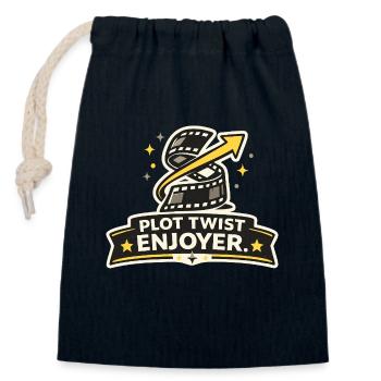 Plot Twist Enjoyer - Closable cotton gift bag (14x20cm) - navy - Front