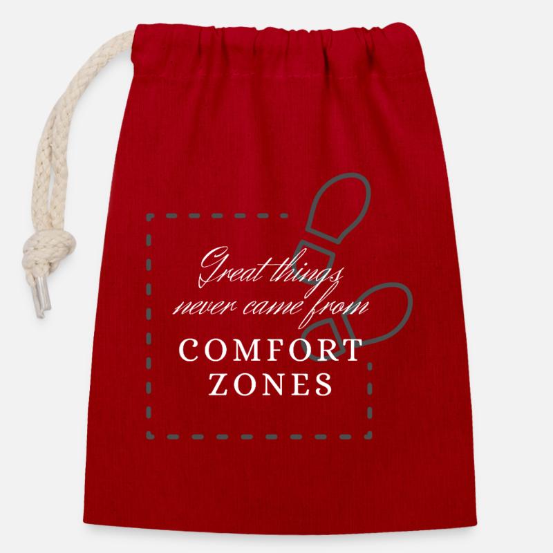 Sortez de votre zone de confort - Sac cadeau en coton avec cordon (14 x 20 cm) - rouge