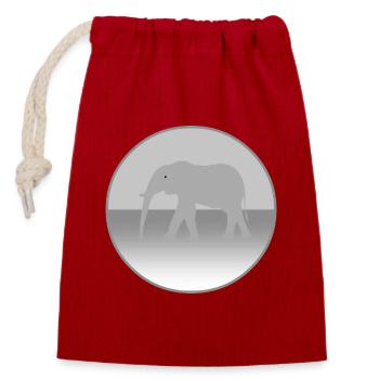 Éléphant - Sac cadeau en coton avec cordon (14 x 20 cm) - rouge - Devant