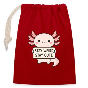 Stay weird, stay cute - Closable cotton gift bag (14x20cm) - red - Front
