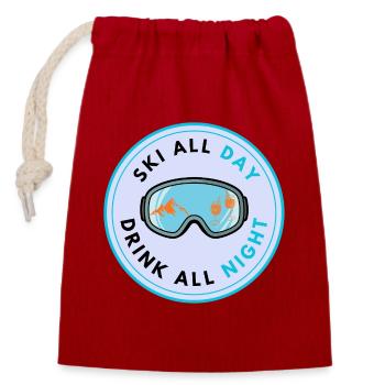 Ski All Day - Closable cotton gift bag (14x20cm) - red - Front