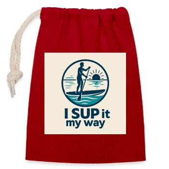 JE LE SUPÈRE – À ma façon - Sac cadeau en coton avec cordon (14 x 20 cm) - rouge - Devant