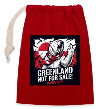 Greenland Not For Sale - Hands Off - Eisbär - Verschließbarer Geschenkbeutel aus Baumwolle (14x20cm) - Rot - Vorne