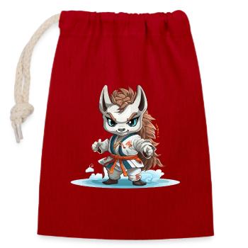 Fierce Snow Fox - Closable cotton gift bag (14x20cm) - red - Front
