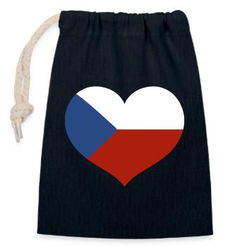 Tschechische Herzflagge - Verschließbarer Geschenkbeutel aus Baumwolle (14x20cm) - Navy - Vorne