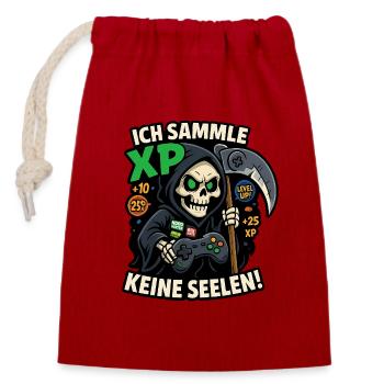 Ich sammel XP, keine Seelen! - Verschließbarer Geschenkbeutel aus Baumwolle (14x20cm) - Rot - Vorne