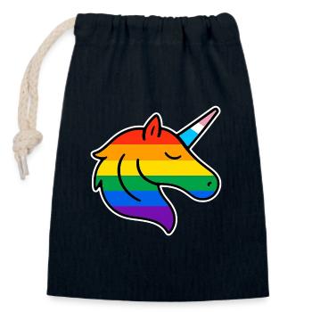 Logo de la licorne - Sac cadeau en coton avec cordon (14 x 20 cm) - bleu marine - Devant