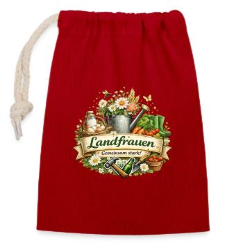 Femmes rurales fortes ensemble - Sac cadeau en coton avec cordon (14 x 20 cm) - rouge - Devant