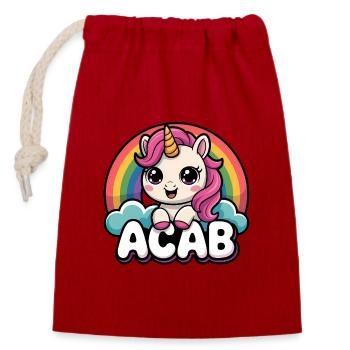 ACAB - Anti-Cops Unicorn Tee - Closable cotton gift bag (14x20cm) - red - Front