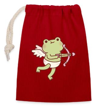 Cute Frog Cupid Angel - Closable cotton gift bag (14x20cm) - red - Front