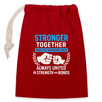 Plus forts ensemble – Alliance de la Force - Sac cadeau en coton avec cordon (14 x 20 cm) - rouge - Devant