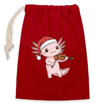 Weihnachts-Axolotl-Fisch spielt Geigenkunst - Verschließbarer Geschenkbeutel aus Baumwolle (14x20cm) - Rot - Vorne