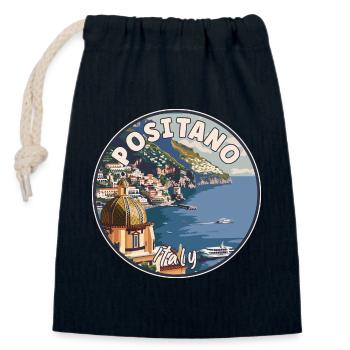 Explorez Positano en Italie Paradis méditerranéen - Sac cadeau en coton avec cordon (14 x 20 cm) - bleu marine - Devant