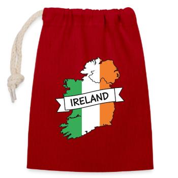 Irland-Karten-Trikolore-Band - Verschließbarer Geschenkbeutel aus Baumwolle (14x20cm) - Rot - Vorne