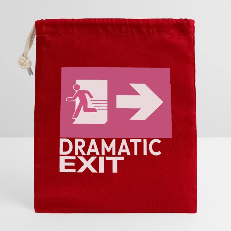 Dramatic Exit Funny Statement Minimal Graphic Closable cotton gift bag (14x20cm)