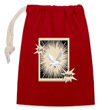 Courrier Courrier Hibou Lettre Hibou des neiges Hibou des neiges - Sac cadeau en coton avec cordon (14 x 20 cm) - rouge - Devant