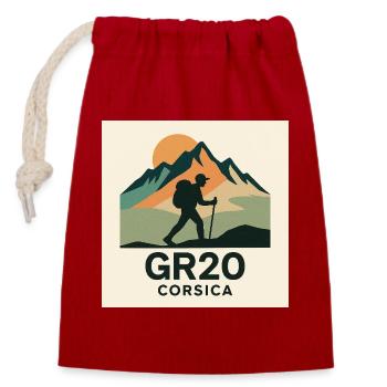 GR 20 KORSIKA - Verschließbarer Geschenkbeutel aus Baumwolle (14x20cm) - Rot - Vorne
