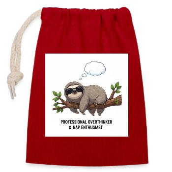 Sloth thinker on Tak - Closable cotton gift bag (14x20cm) - red - Front