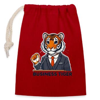 Tigre d’affaires en costume - Sac cadeau en coton avec cordon (14 x 20 cm) - rouge - Devant