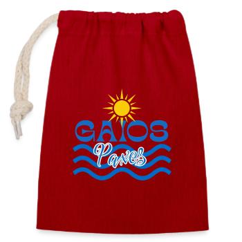 Gaios Paxos Soleil et Vagues - Sac cadeau en coton avec cordon (14 x 20 cm) - rouge - Devant