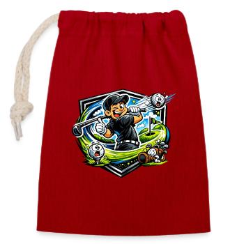 Golfer mit Happy Swing - Verschließbarer Geschenkbeutel aus Baumwolle (14x20cm) - Rot - Vorne