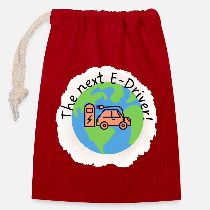 Next_E Conducteur - Sac cadeau en coton avec cordon (14 x 20 cm) - rouge